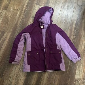 Lands End kids girls purple growalongs ski jacket winter coat size 14 L